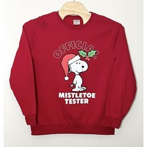 Peanuts Snoopy Sweatshirt Men's XL Red Mistletoe Tester Christmas Holiday Comics